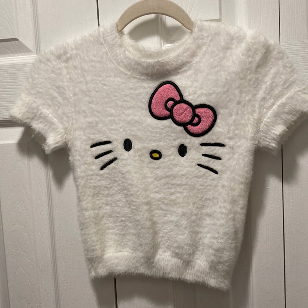 Hello Kitty Forever 21 Fuzzy Cropped Face Top